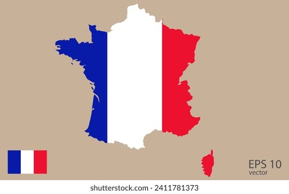Mapa vectorial de Francia. Diseño vectorial aislado en fondo gris.
