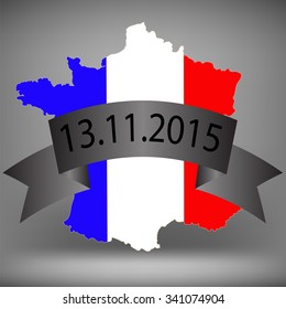 Vector Map of France. Map Painted in The Colors of The National Flag.