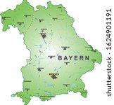 Vector map of the free state of Bavaria, southern Germany, Munich