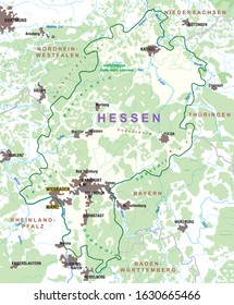 Vector map of the free state of Hessen, Central Germany, Wiesbaden