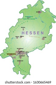 Vector map of the free state of Hessen, Central Germany, Wiesbaden