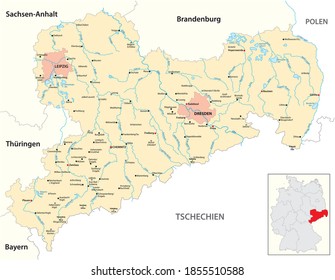 vector map of the Free State of Saxony, Germany