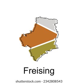 mapa vectorial del contorno moderno Freising, Plantilla de diseño de ilustración vectorial de alto nivel