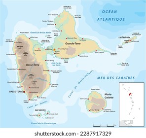 Vector map of French overseas territory Guadeloupe