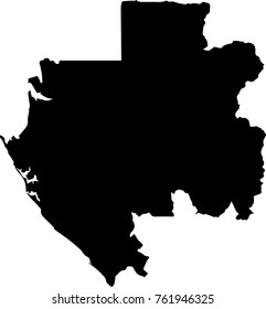 Vector map of Gabon. Black mask. Isolated, white background. 