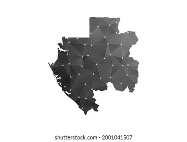 Vector map of Gabon. Black polygonal style on white background.