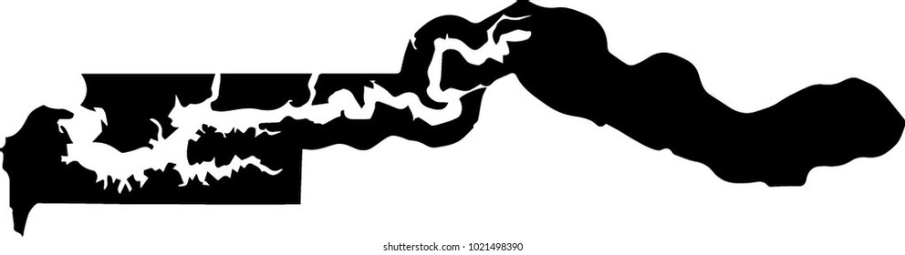 Vector map of Gambia. Black mask. Isolated, white background. 
