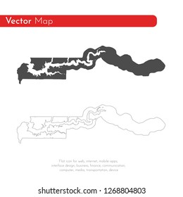 Vector map Gambia. Isolated vector Illustration. Black on White background. EPS 10 Illustration.