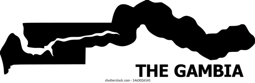 Vector Map of the Gambia with name. Map of the Gambia is isolated on a white background. Simple flat geographic map.