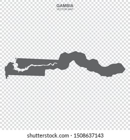 vector map of Gambia on transparent background