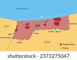 Vector map of the Gaza Strip with the main cities and border crossings