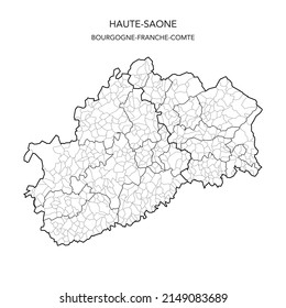 Vector Map of the Geopolitical Subdivisions of The Département De La Haute-Saône Including Arrondissements, Cantons and Municipalities as of 2022 - Bourgogne-Franche-Comté - France