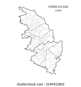 Vector Map of the Geopolitical Subdivisions of The Départements De La Corse-du-Sud with Arrondissements, Cantons and Municipalities as of 2022 - Corse - France