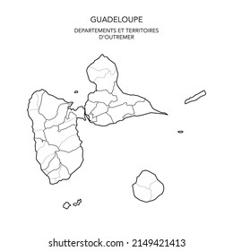 Karte der geopolitischen Teilgebiete des Departements De La Guadeloupe mit Arrondissements, Kantonen und Gemeinden ab 2022 - Outremer - Frankreich