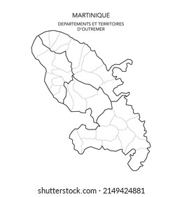 Karte der geopolitischen Teilgebiete des Departements De La Martinique mit Arrondissements und Gemeinden ab 2022 - Outremer - Frankreich