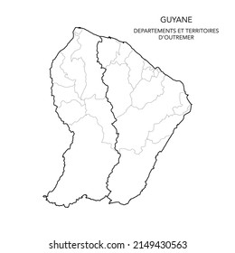 Karte der geopolitischen Unterteilungen des Departements De La Guyane (Französisch-Guayana) mit Arrondissements und Gemeinden ab 2022 - Outremer - Frankreich