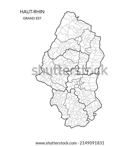 Vector Map of the Geopolitical Subdivisions of The Département Du Haut-Rhin Including Arrondissements, Cantons and Municipalities as of 2022 - Grand Est - France Stock photo © 