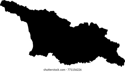 Vector map Georgia. Black mask. Isolated, white background. 