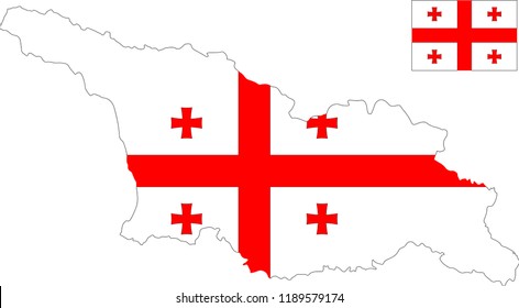 Vector map of Georgia with flag. Isolated, white background