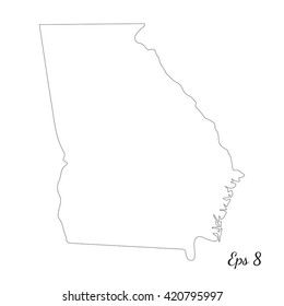 Vector map Georgia. Outline map. Isolated vector Illustration. Black on White background. EPS 8 Illustration.