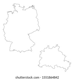 Vector map Germany and Berlin. Country and capital. Isolated vector Illustration. Outline. EPS 10 Illustration.