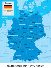 Vector Map Germany Borders Regions Flag: vector de stock (libre de ...