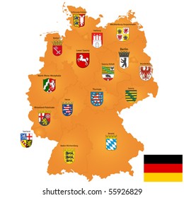 Vector map of Germany with coat of arms and borders svg