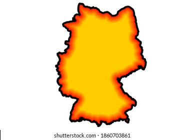 Vector map of Germany in colors of German flag with coat of arms.  Map is suitable for printing in all sizes.
