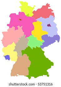 Vector map of Germany, each state is the individual isolated object.