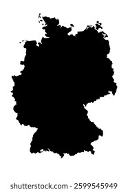 Vector map of Germany, Federal Republic of, a country in Central Europe. Detailed black silhouette, isolated on white background.