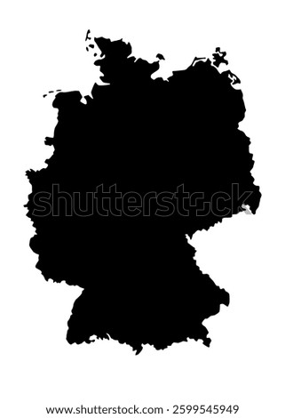 Vector map of Germany, Federal Republic of, a country in Central Europe. Detailed black silhouette, isolated on white background.