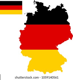 Vector map of Germany with flag. Isolated, white background