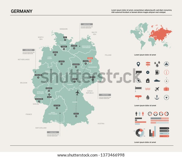 Vektorkarte Von Deutschland Hochdetaillierte Landkarte Mit Stock Vektorgrafik Lizenzfrei