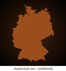 Vector map of germany light brown color isolated on a needle brown background 