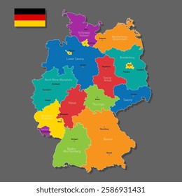 Vector map of Germany with names of cities and with borders city