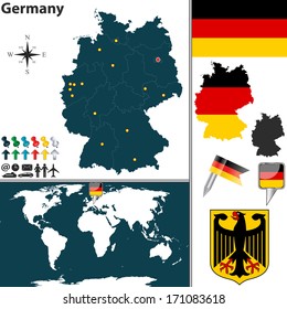 Vector Map Germany Regions Coat Arms Stock Vector (Royalty Free ...