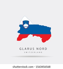 Vector map of Glarus Nord (Switzerland) combined with Slovenia flag.