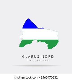 Vector map of Glarus Nord (Switzerland) combined with Ladin people flag.