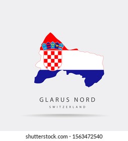 Vector map of Glarus Nord (Switzerland) combined with Croatia flag.