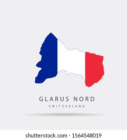 Vector map of Glarus Nord (Switzerland) combined with France flag.