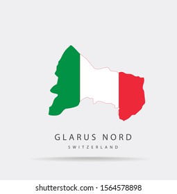 Vector map of Glarus Nord (Switzerland) combined with Italy flag.