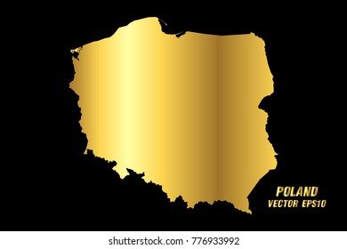 Vector map - Vector gold texture map of Poland,Vector illustration eps 10.