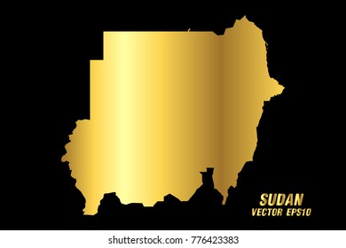 Vector map - Vector gold texture map of Sudan,Vector illustration eps 10