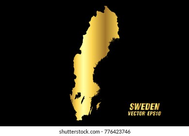 Vector map - Vector gold texture map of Sweden,Vector illustration eps 10