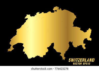 Vector map - Vector gold texture map of Switzerland,Vector illustration eps 10