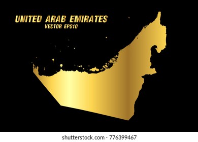 Vector map - Vector gold texture map of United Arab Emirates,Vector illustration eps 10