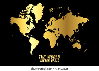 Vector map - Vector gold texture map of World map,Vector illustration eps 10