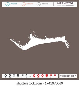 Vector map of Grand Bahama Brown background and pins icon.