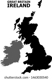 Vector Map of Great Britain and Ireland with caption. Map of Great Britain and Ireland is isolated on a white background. Simple flat geographic map.