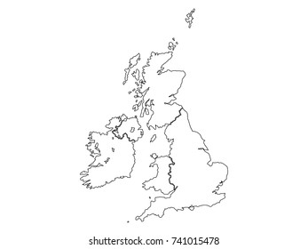 Vector map of Great Britain and Ireland